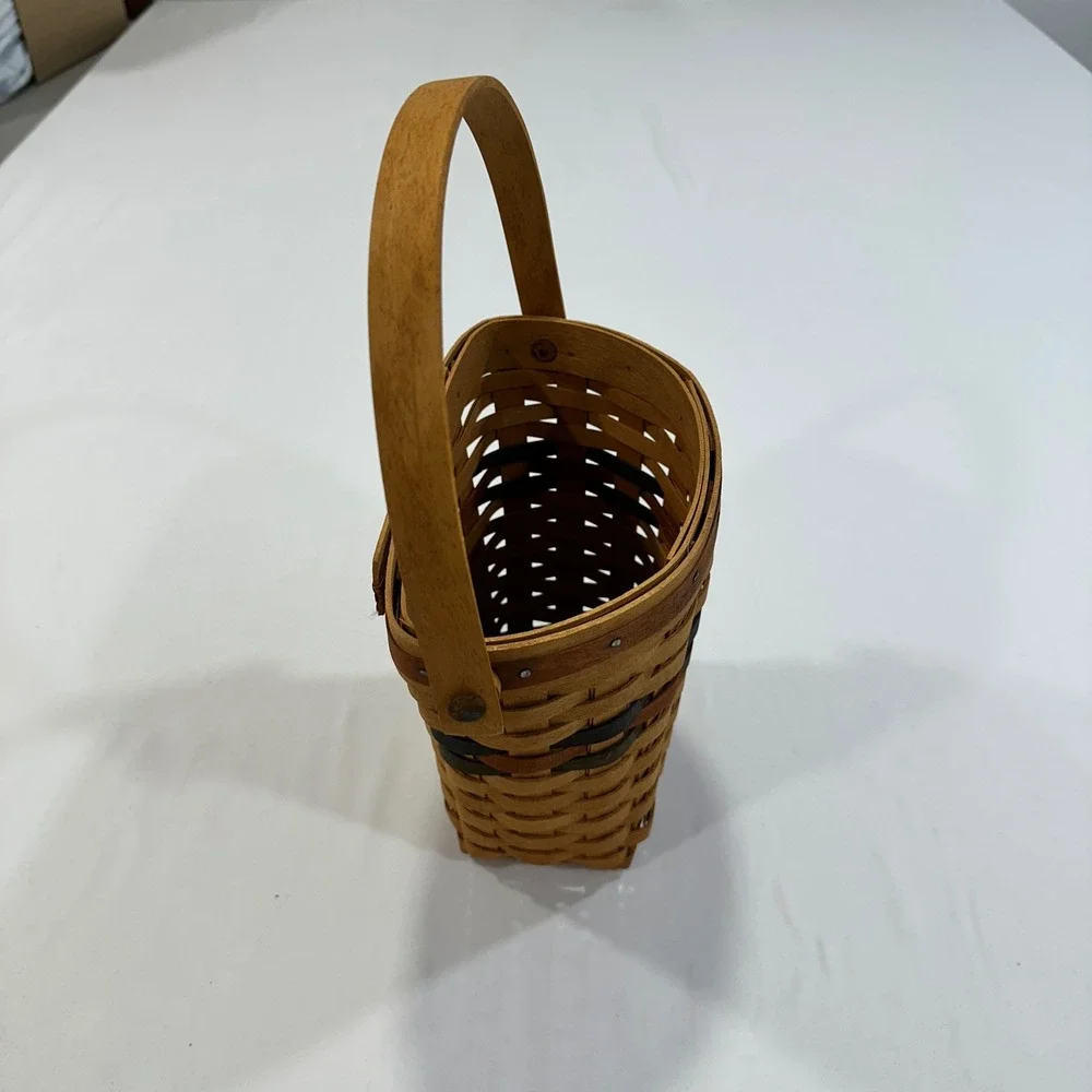 Longaberger Handwoven Wall Hanging‎ Basket 1993 Brown Navy Accents | Farmhouse